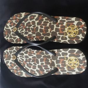 Tory Burch Leopard Print Flip Flops. New. Only tried on Never worn.